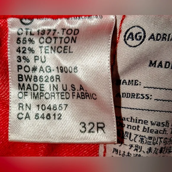 Vibrant Red "The Stevie Ankle" Slim Straight Leg SZ 32 R - Picture 7 of 10